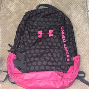 Pink and grey under armour bookbag